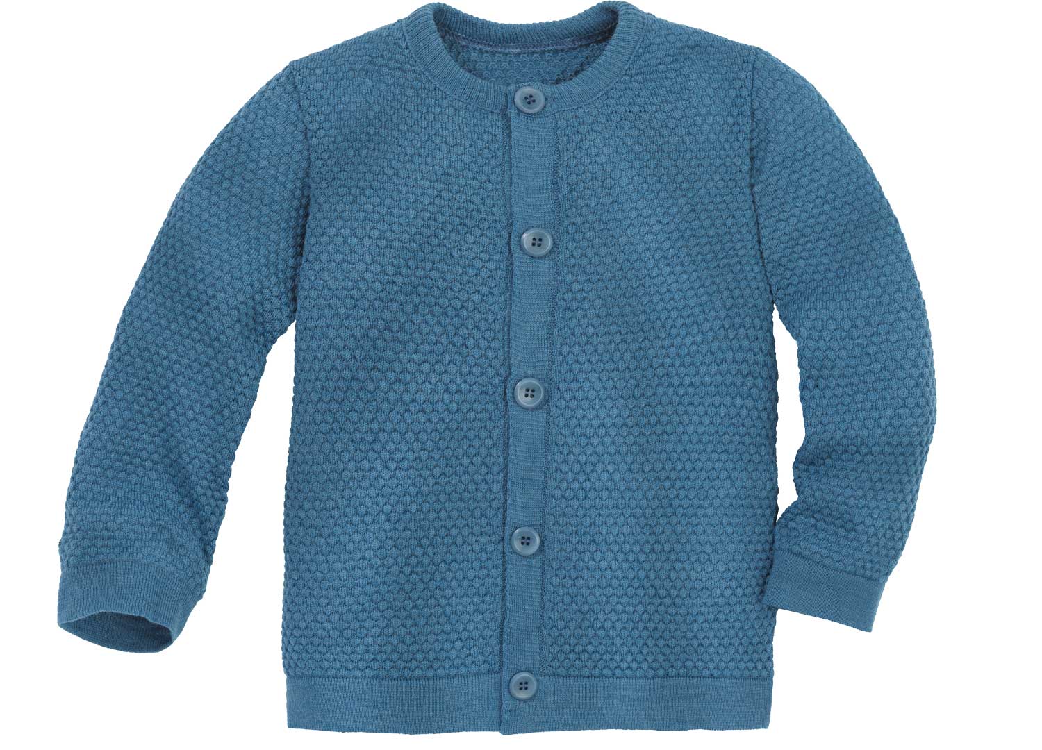 Strickjacke im Waffelstrick - Merinowolle - Taubenblau - Disana Bio-Babykleidung