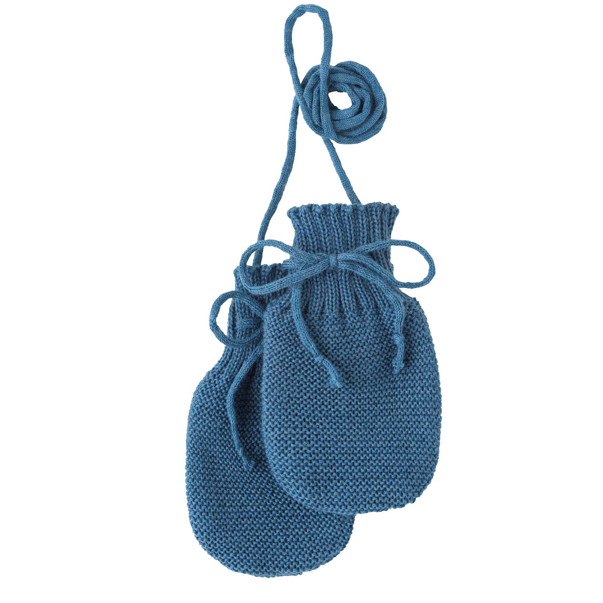Gestrickte Fäustlinge für Babys aus Merinowolle – Taubenblau – Disana Bio-Babykleidung