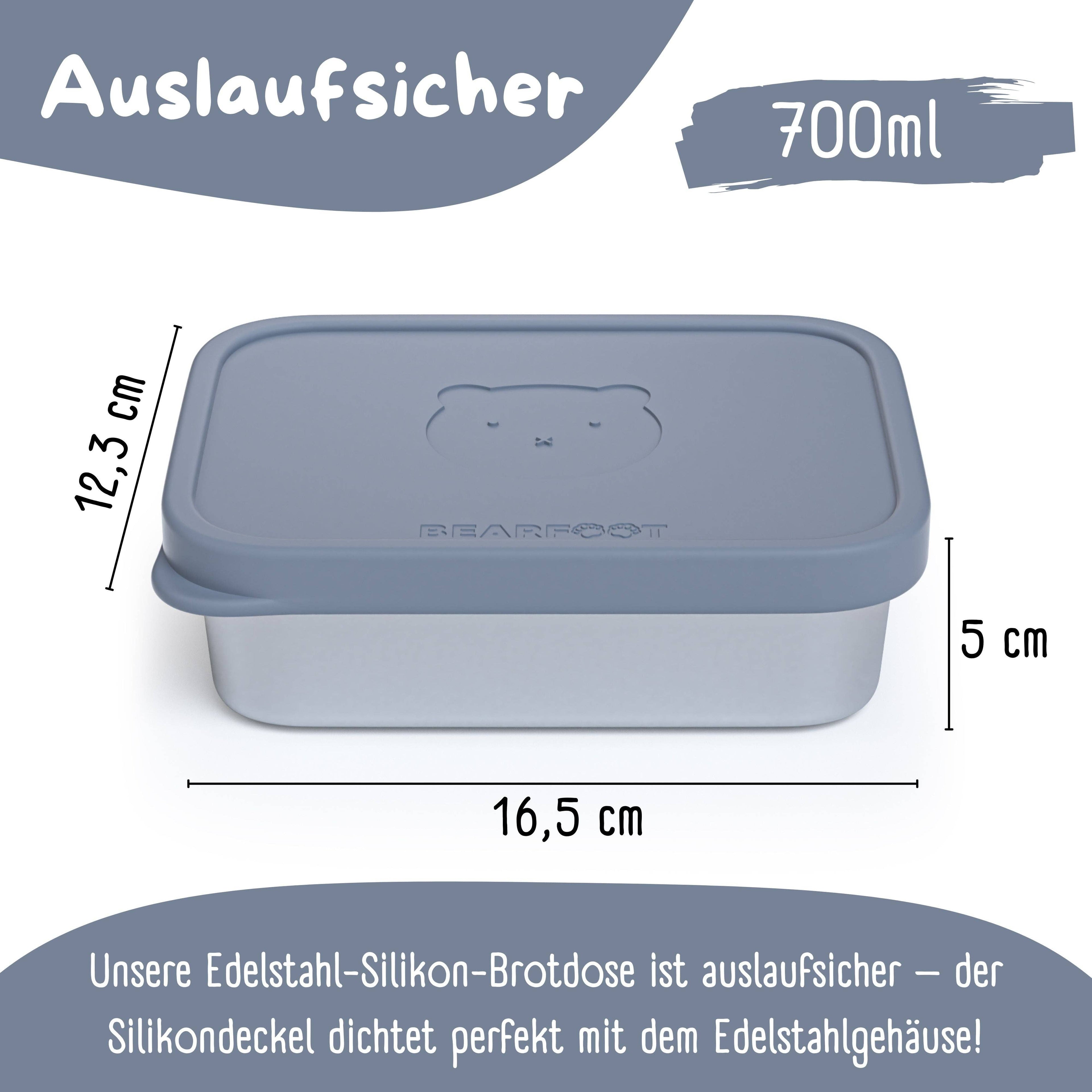 BEARFOOT Lunchbox aus Bento-Stahl mit 4/6 Fächern (verstellbar) – Blau: 700 ml – Lunchbox – MamaMilla