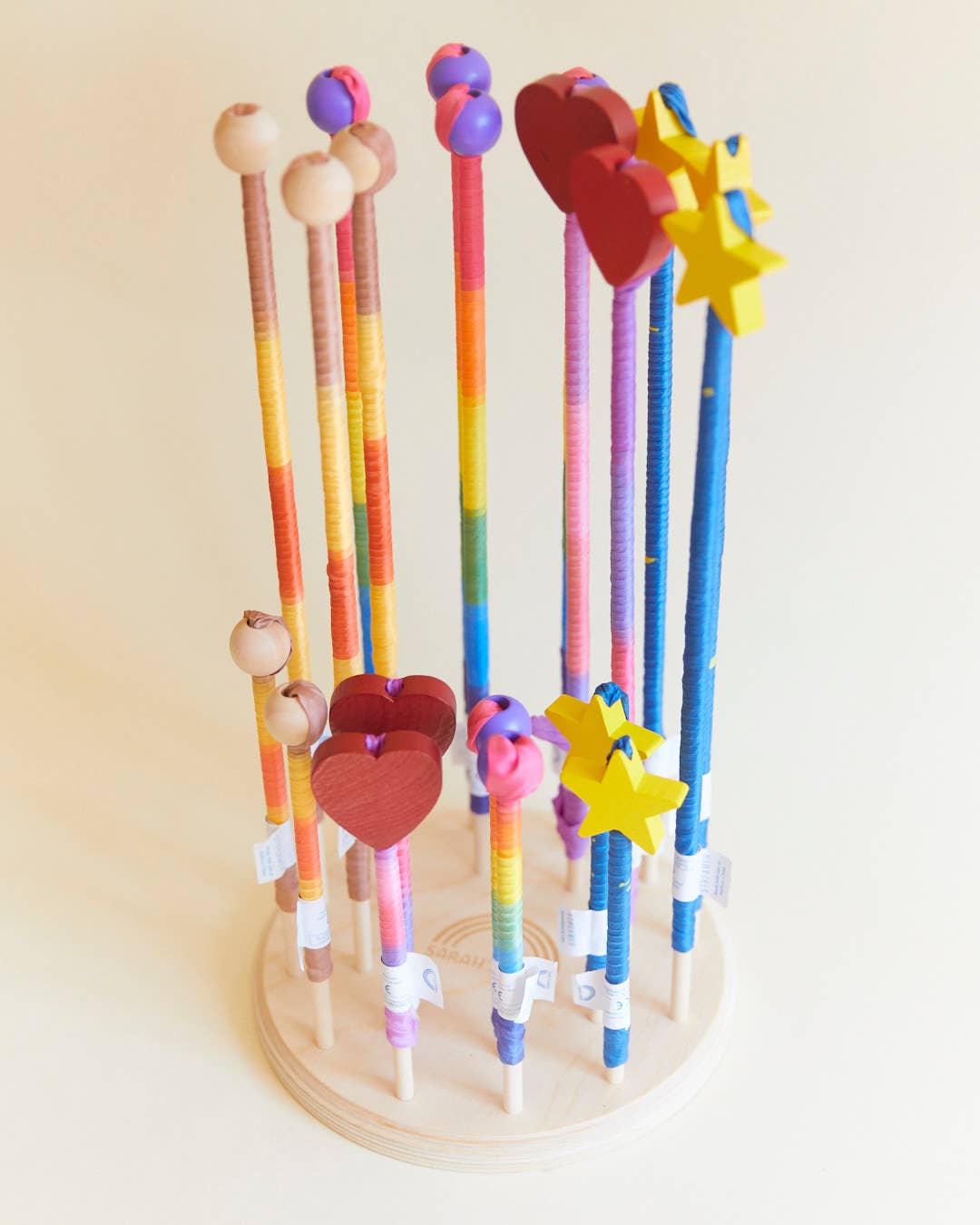 Sarahs Silk Boho Rainbow Silk & Wood Streamer - Wand for Pretend Play - - MamaMilla