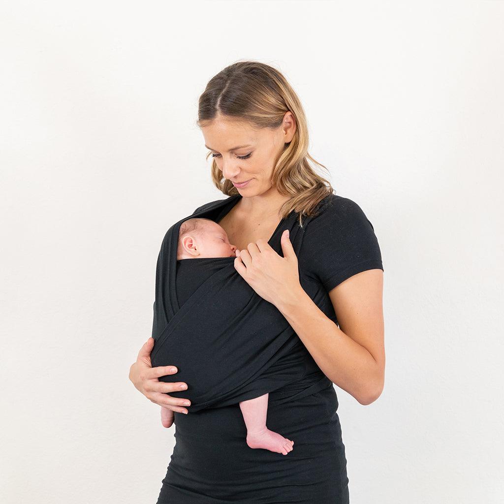 Moby Top mit Stützfunktion und Wickel-T-Shirt Bump & Beyond – Schwarz – Stretch-Wickel – MamaMilla