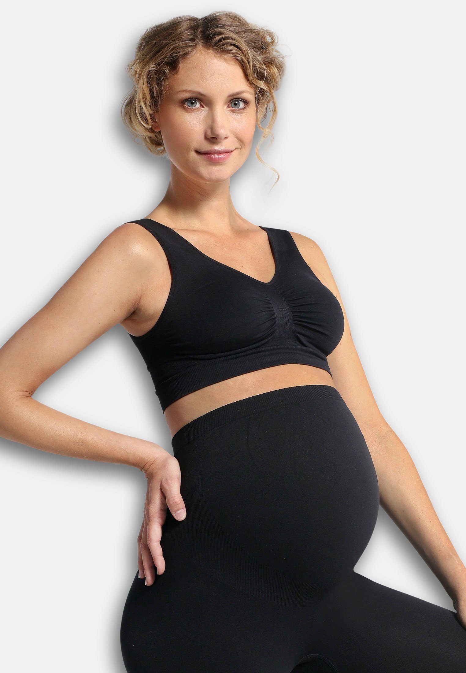 Carriwell Nahtloser Umstands-BH – Schwarz – Umstandsmode – MamaMilla