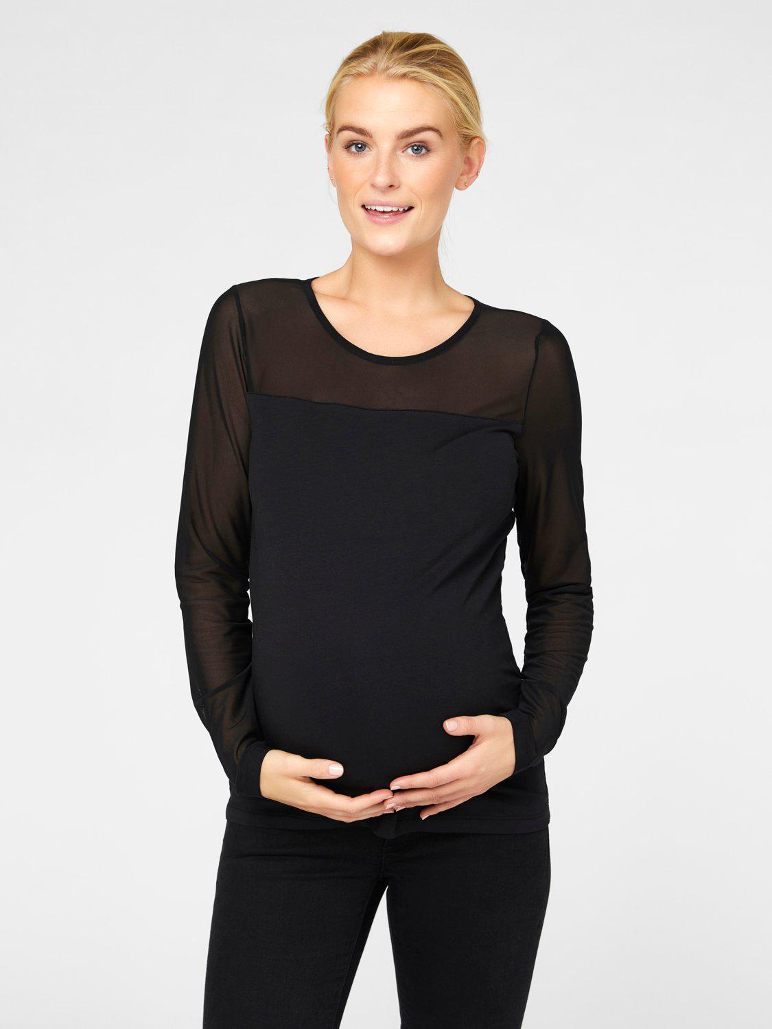 Mamalicious Umstandsoberteil mit Chiffon – Schwarz – Umstandsmode – MamaMilla