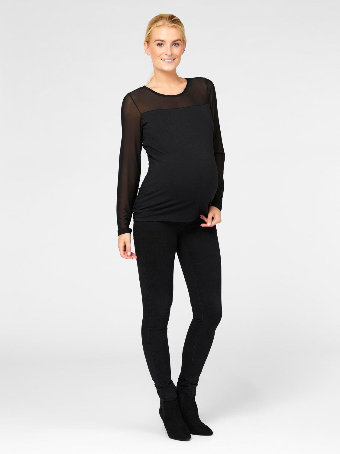 Mamalicious Umstandsoberteil mit Chiffon – Schwarz – Umstandsmode – MamaMilla