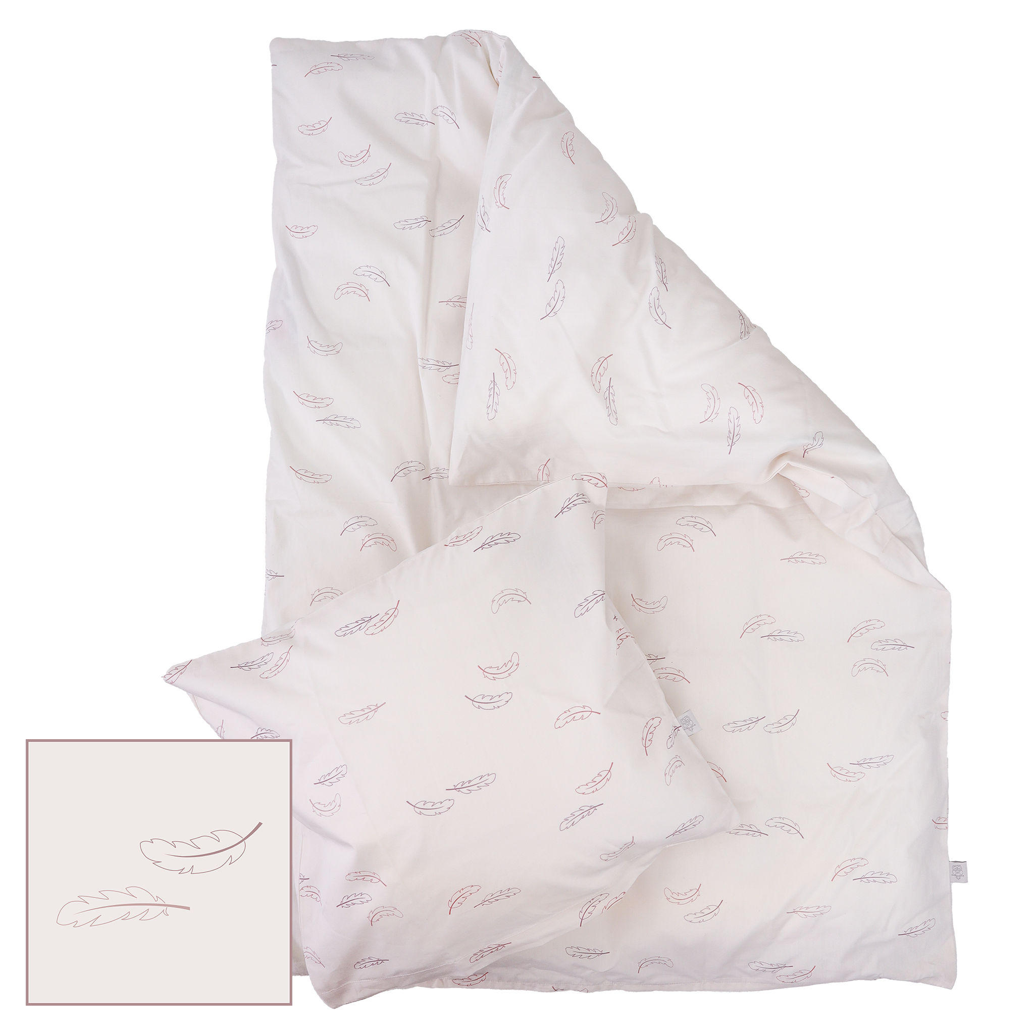MamaMilla Babybettwäsche aus Bio-Baumwolle – Rosa Federn – Babybettwäsche – MamaMilla