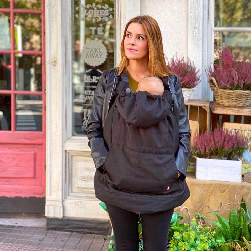 Wombat & Co. vinterbærecover til bæresele og vikle - Charcoal Black/Grey - Bærcover - MamaMilla