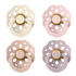 BIBS Boheme runder Schnuller, Größe 1, Latex – Elfenbein/Blush/Woodchuck (4er-Pack) – MamaMilla