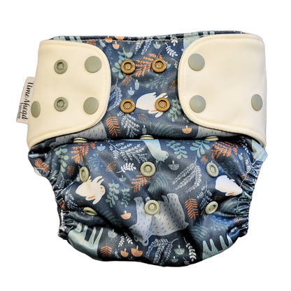 The Swedish Forest | Pocket Diaper Stretch | 5-17kg: Humleblomster blå / No inserts - - MamaMilla