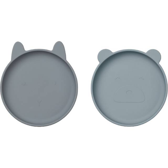 Liewood Olivia tallerken 2-pak i silikone - Rabbit &amp; Bear Mix