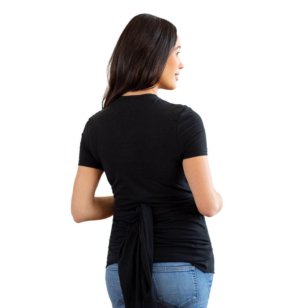 Moby Top mit Stützfunktion und Wickel-T-Shirt Bump &amp; Beyond – Schwarz – Stretch-Wickel – MamaMilla