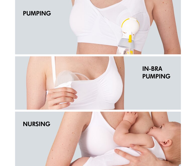 Medela Bequemer 3-in-1-Still- und Pump-BH, weiß, Größe M - MamaMilla
