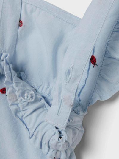 Name it Strampler mit Stickerei – Ferilla – Marienkäfer – Chambray-Blau – Overall – MamaMilla