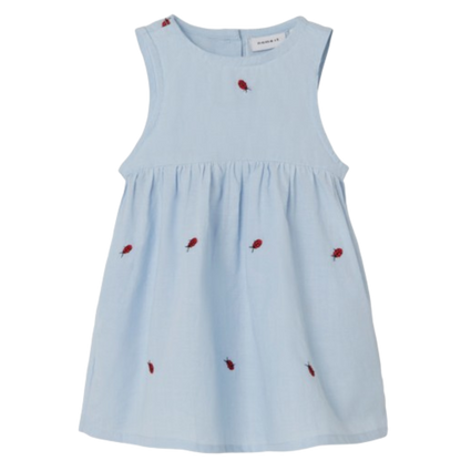 Name it Spencer Kleid – Ferilla – Marienkäfer – Chambray Blau – Kleid – MamaMilla