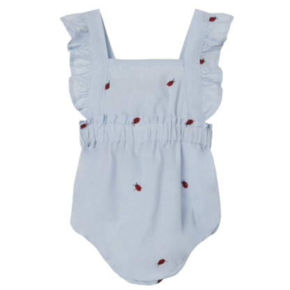 Name it Strampler mit Stickerei – Ferilla – Marienkäfer – Chambray-Blau – Overall – MamaMilla