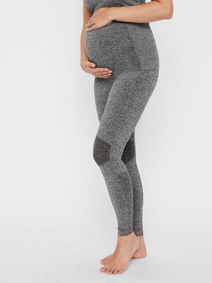 Mamalicious Schwangerschafts-Trainingsleggings – Grau meliert – Umstandsmode – MamaMilla