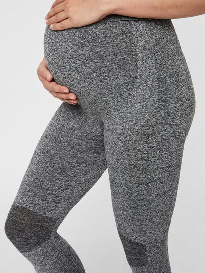 Mamalicious Schwangerschafts-Trainingsleggings – Grau meliert – Umstandsmode – MamaMilla