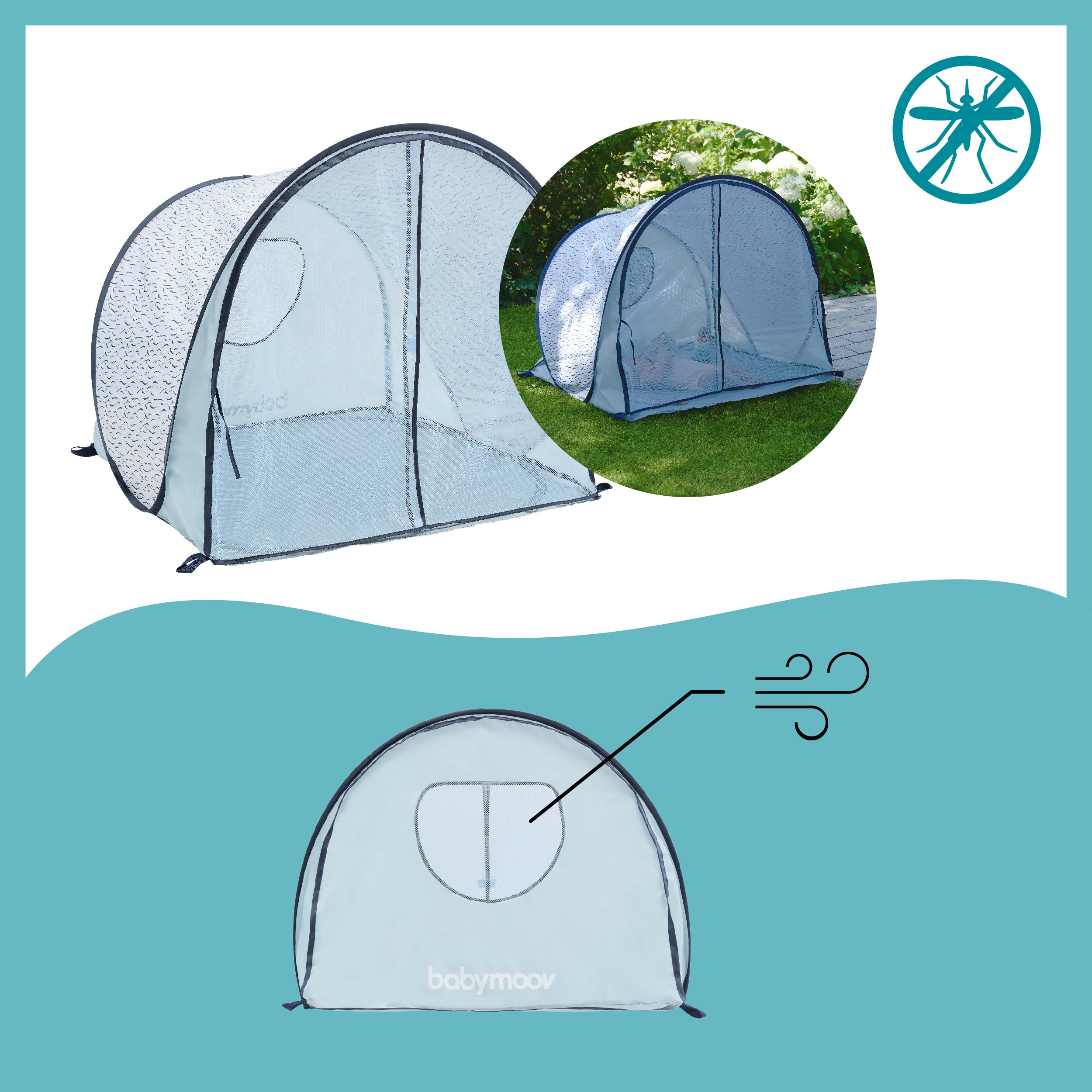 Babymoov UV-Zelt – Blaue Wellen – UV-Zelt – MamaMilla