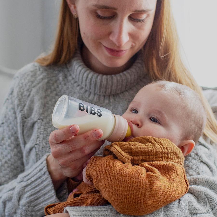 Bibs glas sutteflaske - Latex - 110 ml. - Blush - Flaskebarn - MamaMilla
