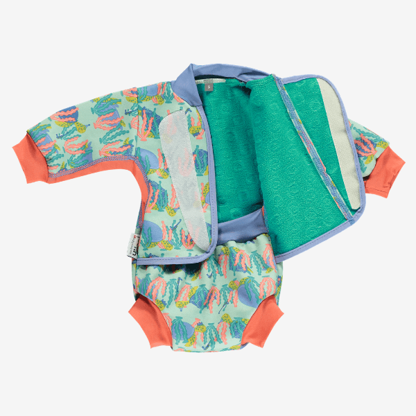 Leicht gefütterter Baby-Badeanzug mit Schwimmwindel – Baby Cozy Suit – Turtles – Bademode – MamaMilla