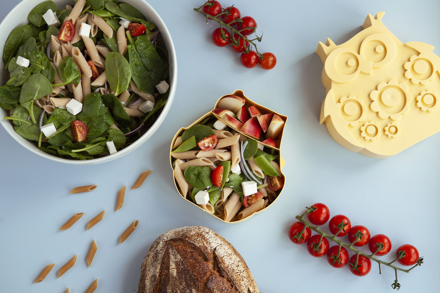 BLAFRE Lunchbox mit 2 Fächern – Eule – Hellgelb – Lunchbox – MamaMilla