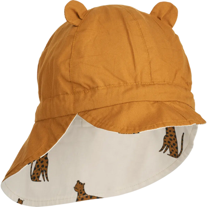 Liewood Wende-Sonnenhut mit Krempe und Ohr – Gorm – Leopard / Sandy – Sonnenhut – MamaMilla