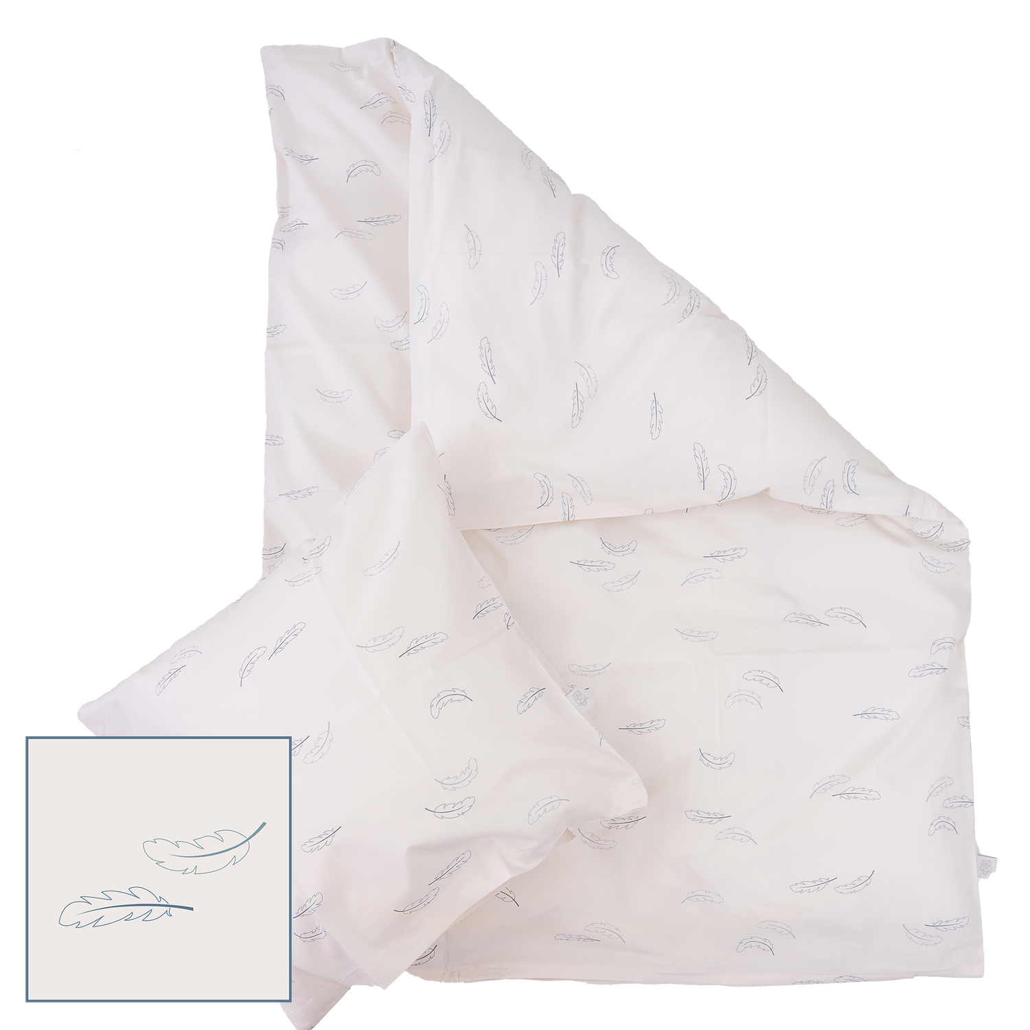 MamaMilla Babybettwäsche aus Bio-Baumwolle – Blaue Federn – Babybettwäsche – MamaMilla