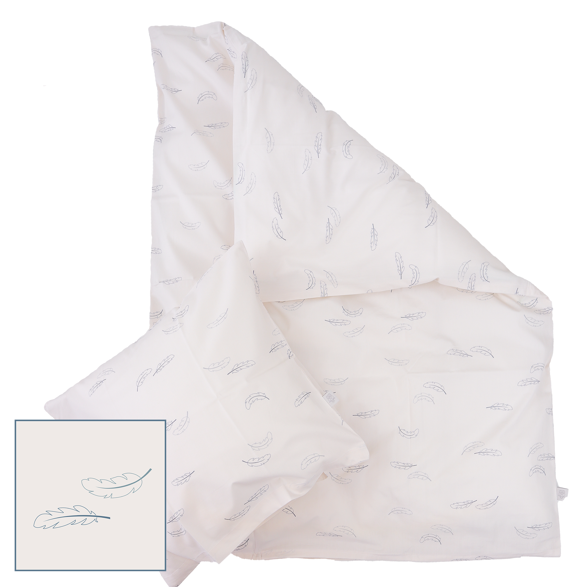 MamaMilla Babybettwäsche aus Bio-Baumwolle – Blaue Federn – Babybettwäsche – MamaMilla