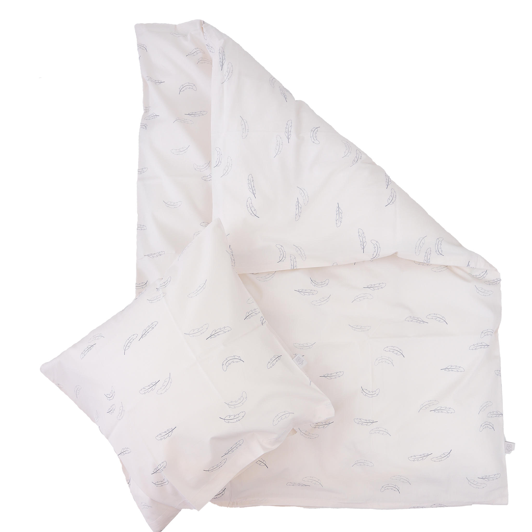 MamaMilla Junior-Bettwäsche aus Bio-Baumwolle – Blaue Federn – Junior-Bettwäsche – MamaMilla
