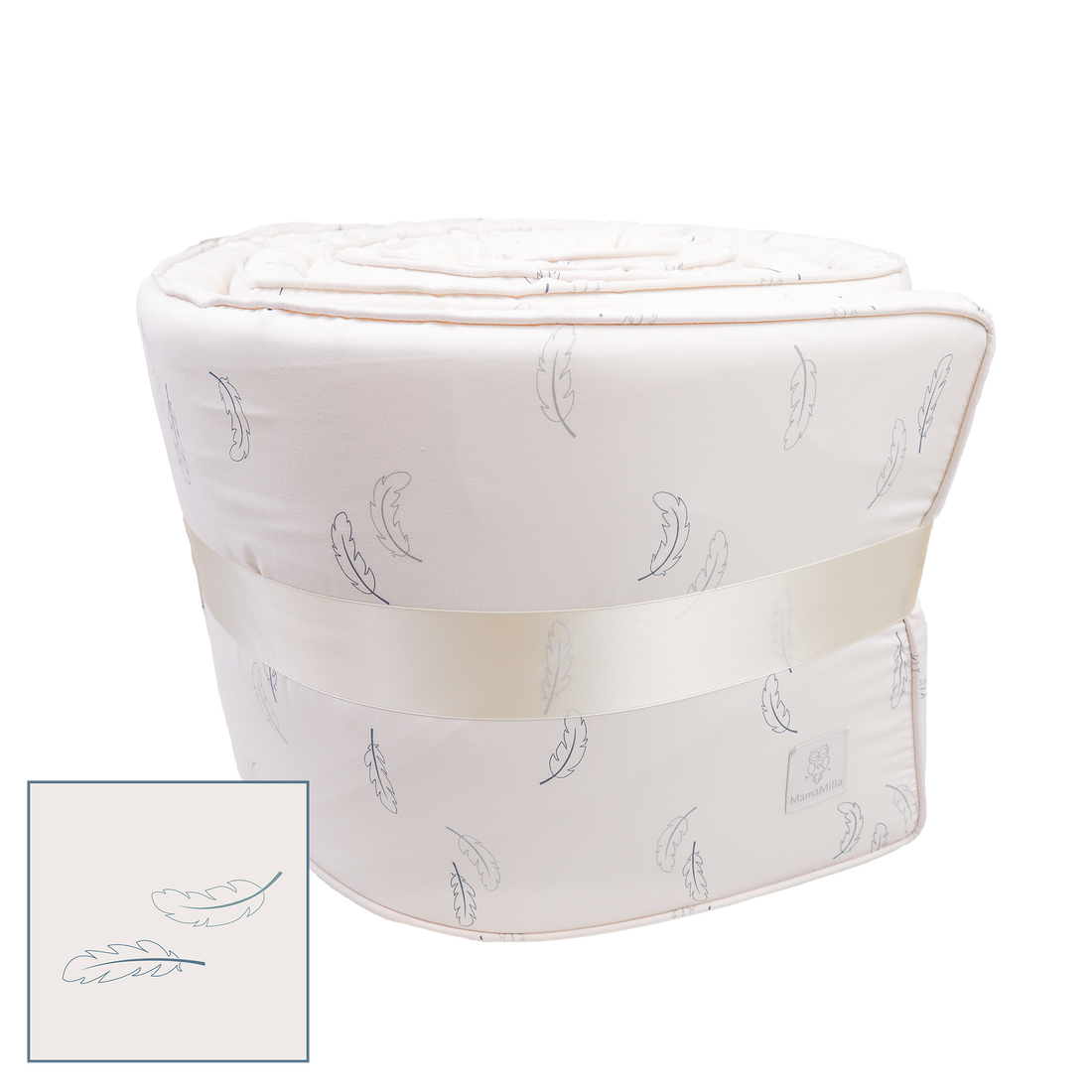 MamaMilla sprei van biologisch katoen - Blauwe veren - Sprei - MamaMilla