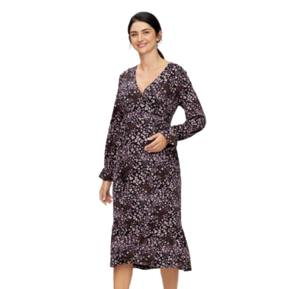 Mamalicious 2in1 Midi-Umstandskleid – Rosa/gelbe Blumen – Umstandsmode – MamaMilla