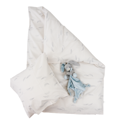 MamaMilla Babybettwäsche aus Bio-Baumwolle – Blaue Federn – Babybettwäsche – MamaMilla